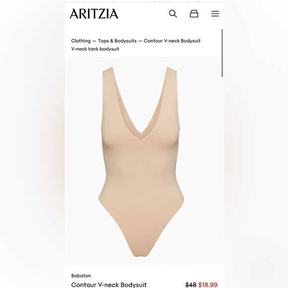 Aritzia Contour V-neck Bodysuit in White - Picture 2 of 6